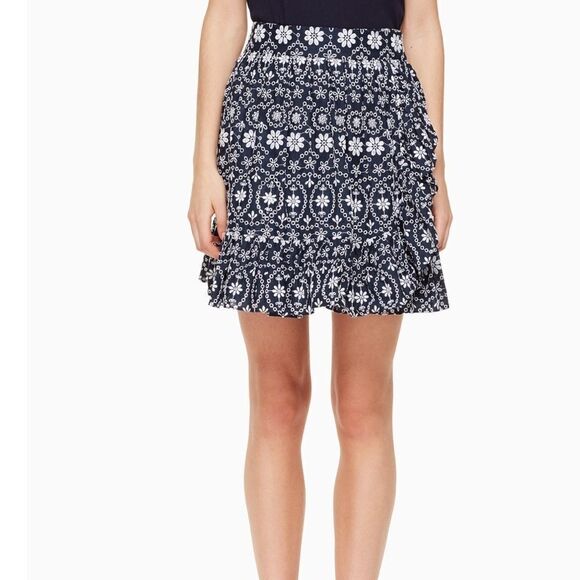 NWT KATE SPADE Shore Thing Eyelet Wrap Skirt SIZE 0 - Picture 1 of 13